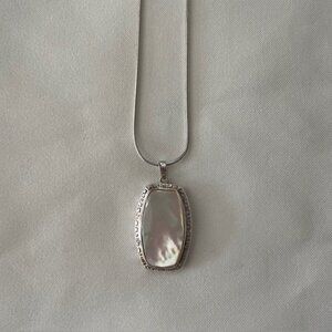 Vintage Sterling Silver Mother of Pearl Pendant Necklace